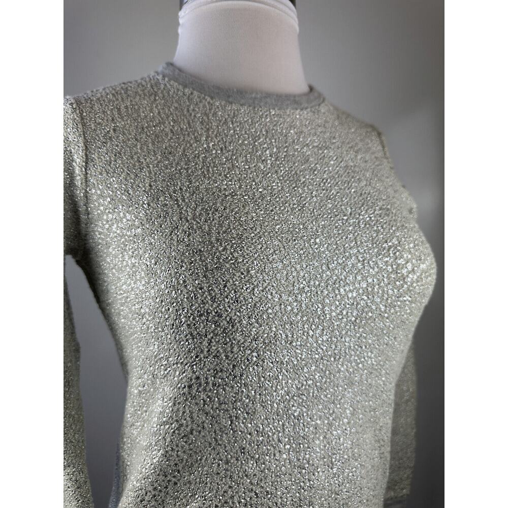 NWT Anthropologie x Dolan Left Coast Shine Sweater Silver Textured Pullover XS - Picture 7 of 16